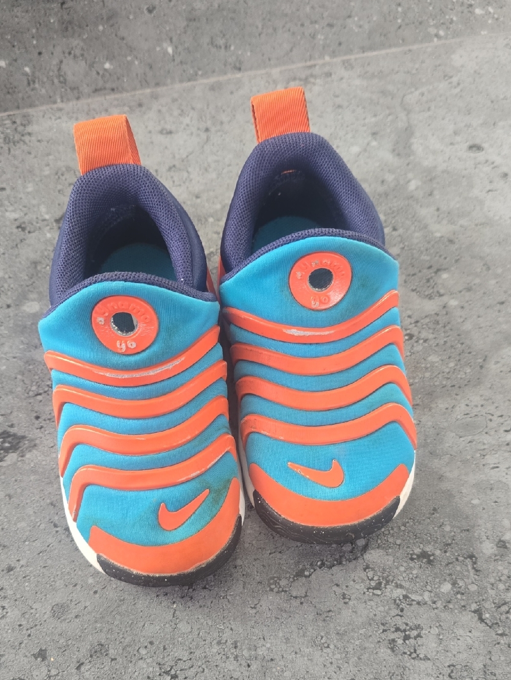 Nike Kids Slip-On Sneakers in Bright Blue and Orange